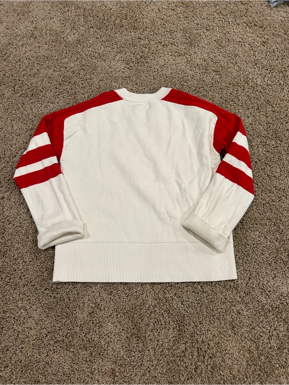 Faherty White and Red Colorblock Crewneck Sweater - Picture 4 of 4